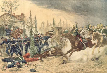 1870年8月16日のグラヴェロットの戦いでのドラグーン、「ルプチジャーナル」、1894年